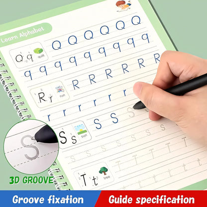 Sank Magic Handwriting Practice Book Set – 4 Reusable Books, 1 Magic Pen, 1 Grip, 10 Refills