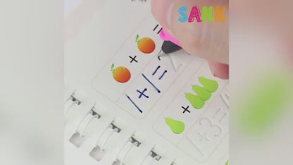 Sank Magic Handwriting Practice Book Set – 4 Reusable Books, 1 Magic Pen, 1 Grip, 10 Refills